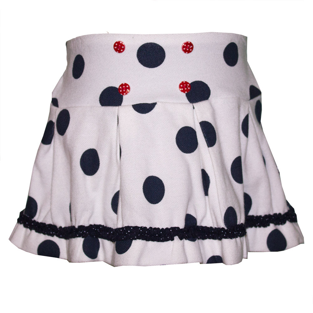 Jupe de la ligne de vêtements pour fille Mirtillo en piqué à pois. Large ceinture semi-élastique ...