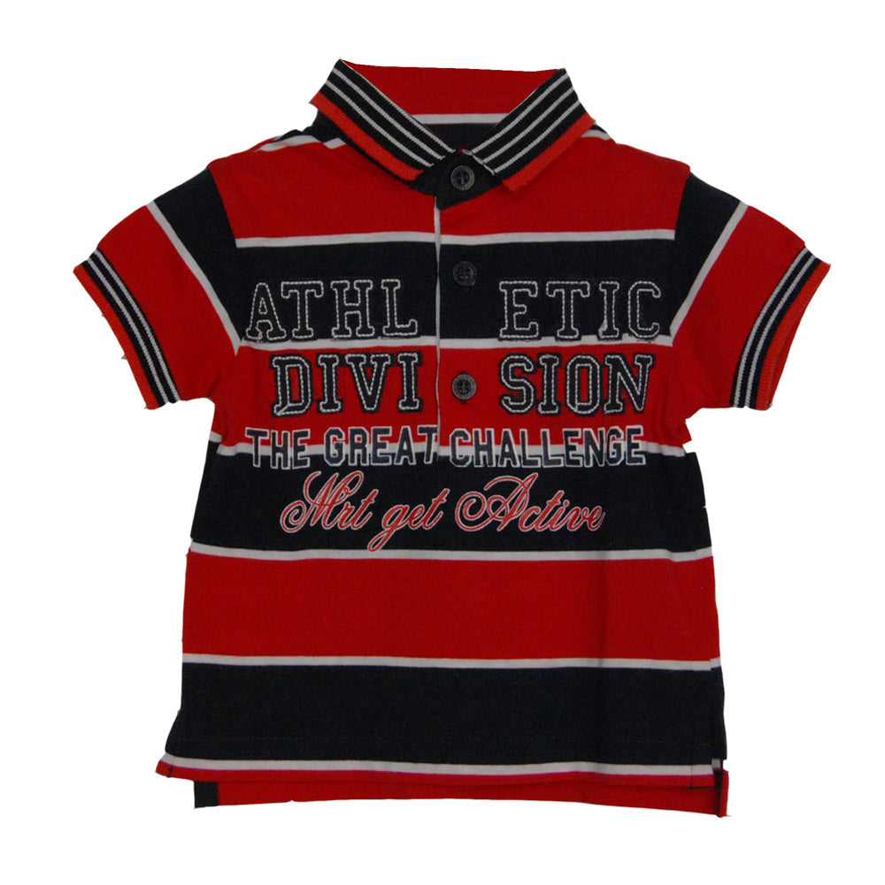 Polo de la ligne vêtements enfant Mirtillo. Motif à rayures avec application
  en tissu et impres...