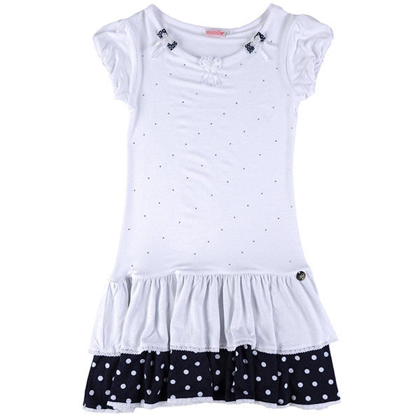Robe en jersey de coton de la ligne de vêtements pour fille Mirtillo avec coupe sur les hanches e...