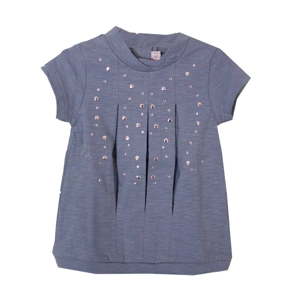 Maxi T-shirt de la ligne vêtements pour fille Mirtillo, en jersey flammé. Couleur unie avec clous...