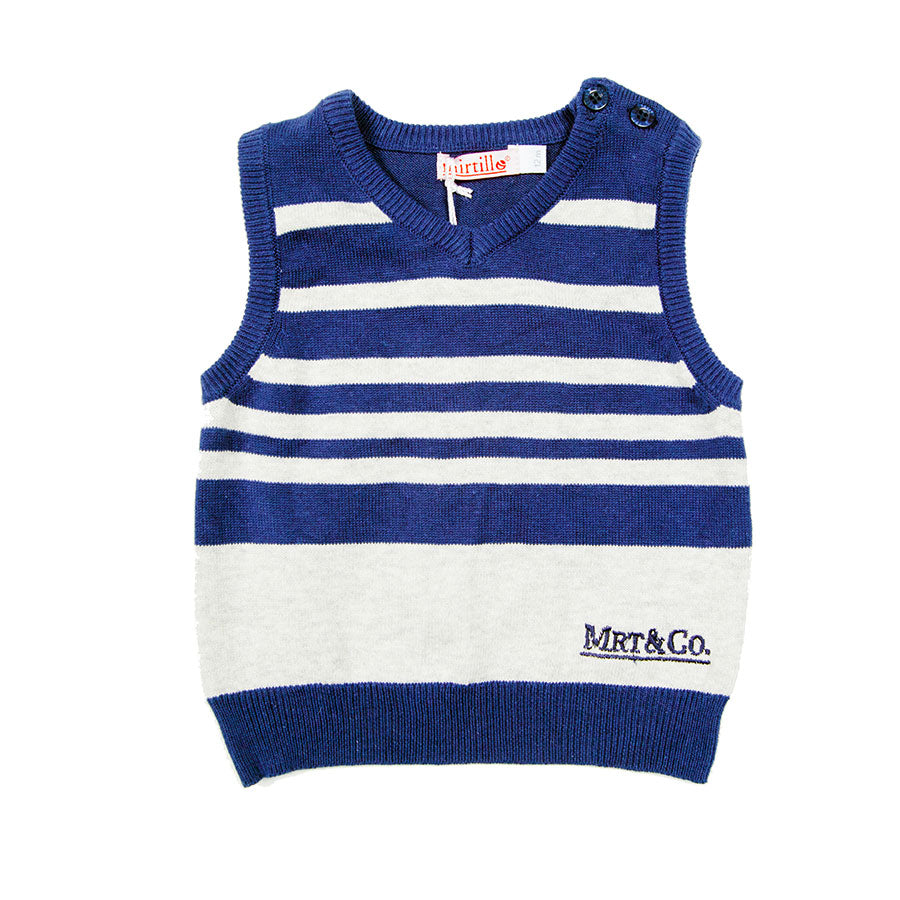Gilet de la ligne de vêtements pour enfants Mirtillo avec col en V, boutonnage au col, motif à ra...