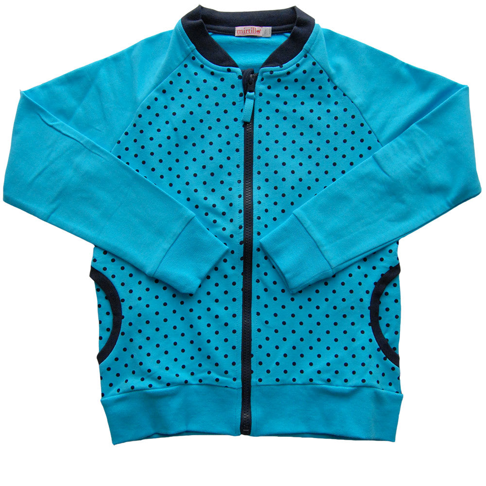 Ensemble 2 pièces avec zip de la ligne vêtements fille Mirtillo. Sweat à motif
  à pois, col élas...