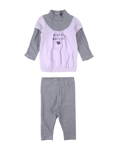 COMPL. 2 PZ. JERSEY RIGHE - MIRTILLO - Sesso: Bambina - Colore: Rosa - Stagione: Autunno-Inverno