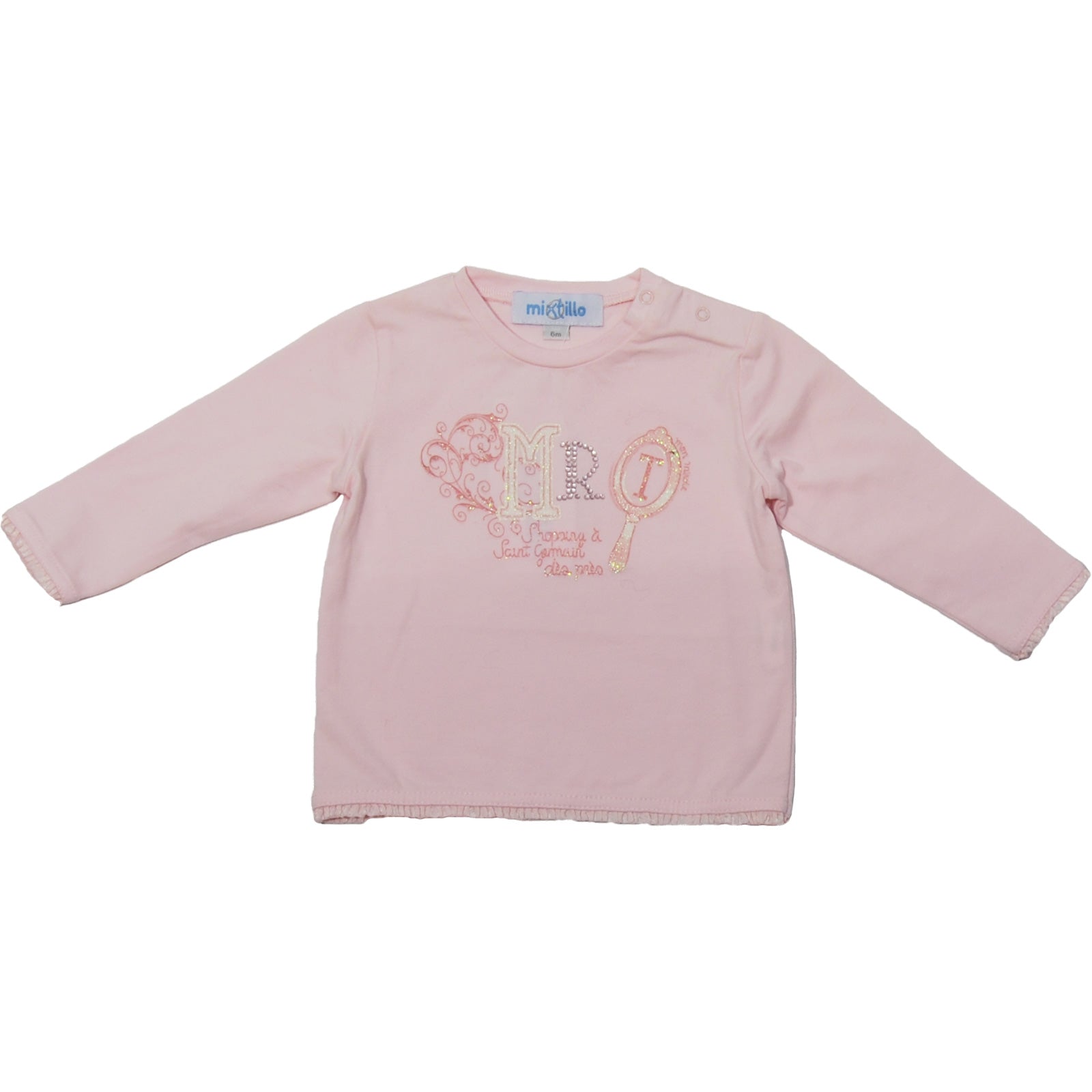 T-shirt manches longues de la ligne de vêtements pour fille Mirtillo avec boutonnière sur l'épaul...