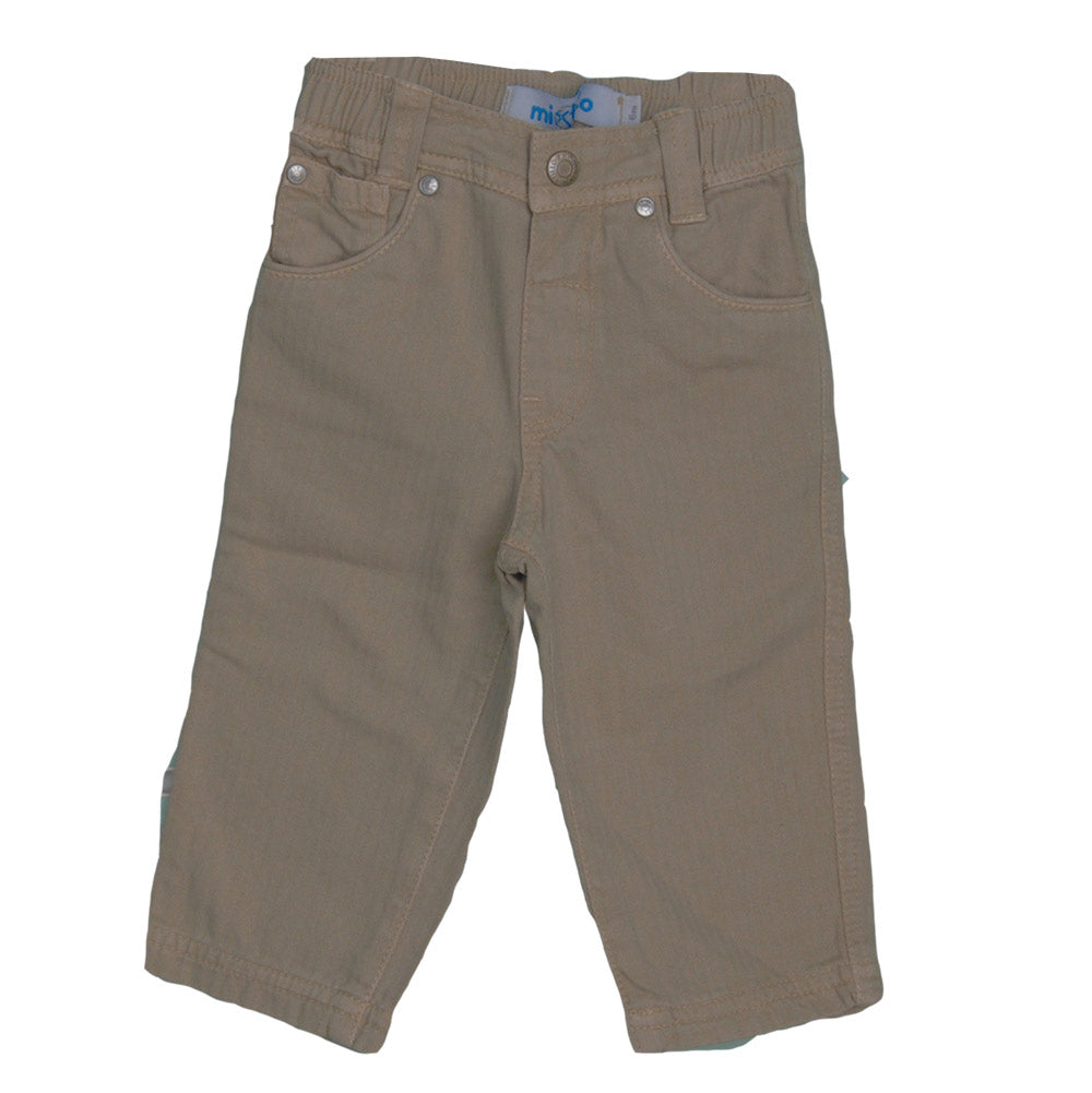 Pantalon en sergé de la ligne vêtements enfant Mirtillo ; modèle uni à cinq poches. Ceinture semi...