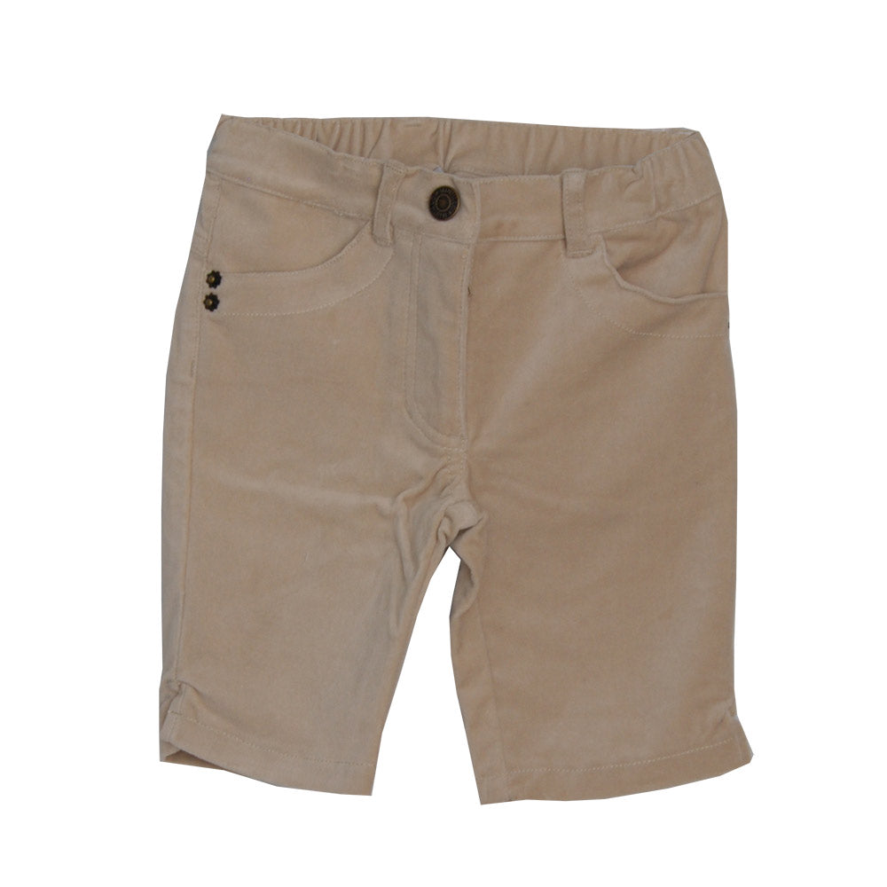 Bermuda en velours de la ligne de vêtements pour fille Mirtillo. Uni avec poches à l'avant. Poche...