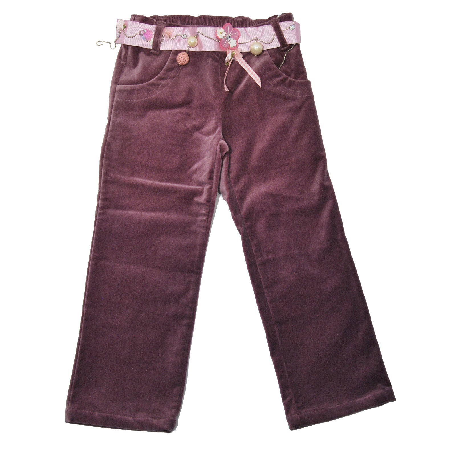 Pantalon en velours de la ligne de vêtements pour fille Mirtillo avec poche latérale, fermeture é...