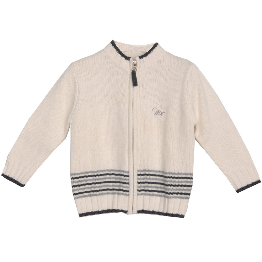 Cardigan de la ligne vêtements enfant Mirtillo. Fermeture éclair. Uni avec un motif à rayures en ...