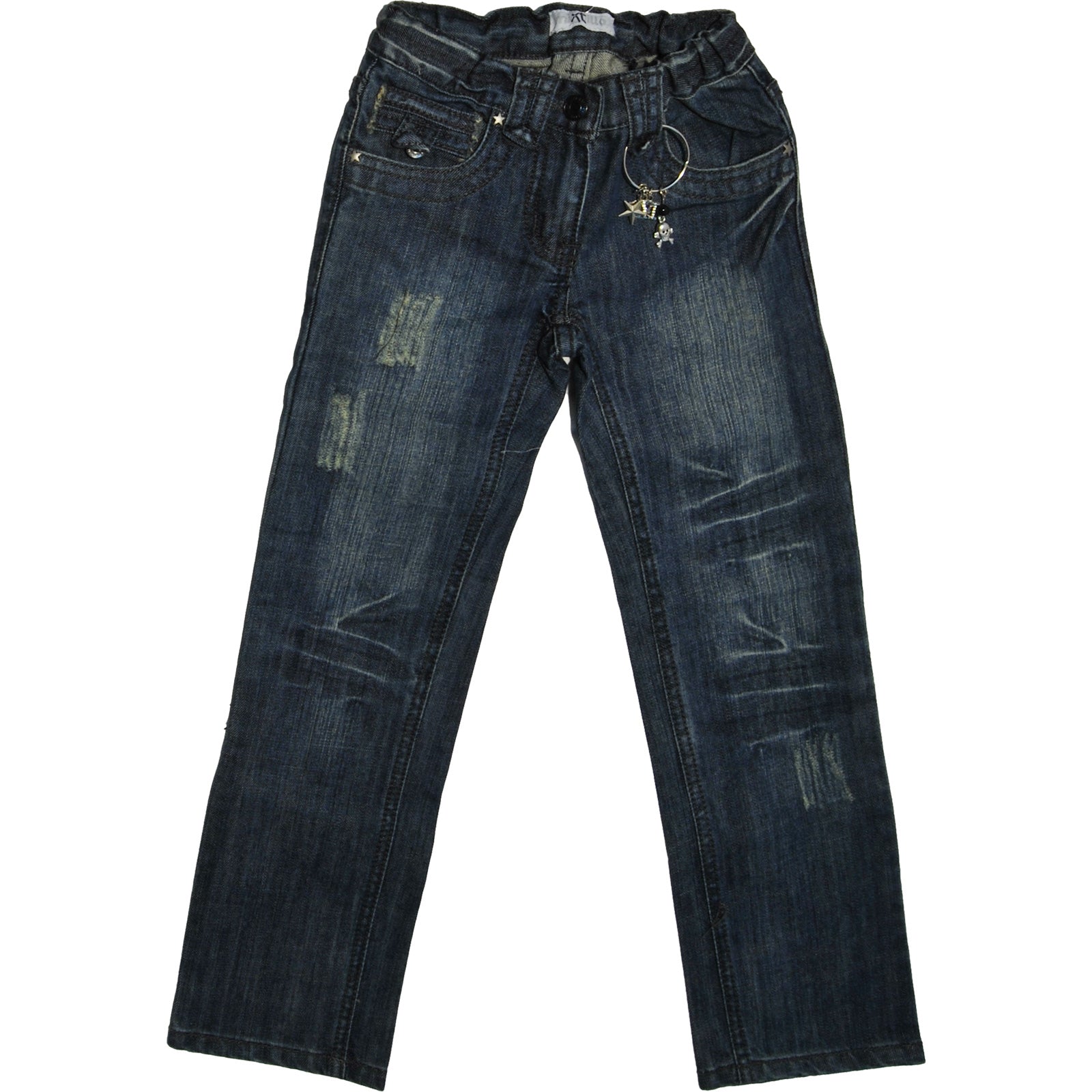 Pantalon en denim 5 poches de la ligne de vêtements pour fille Mirtillo, lavage foncé sablé, tail...