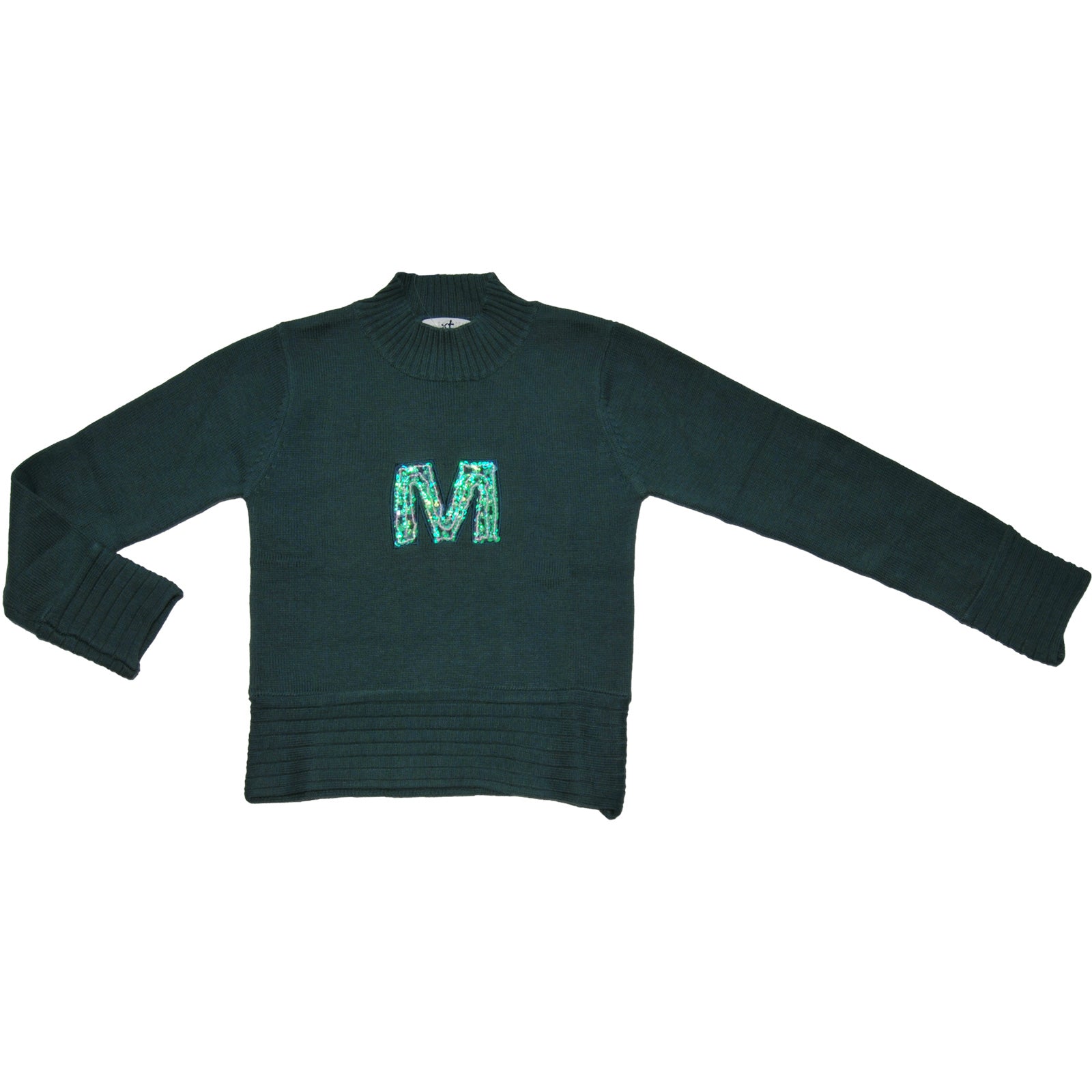 Maglia à col roulé de la ligne de vêtements pour fille Mirtillo, broderie avec application de pai...