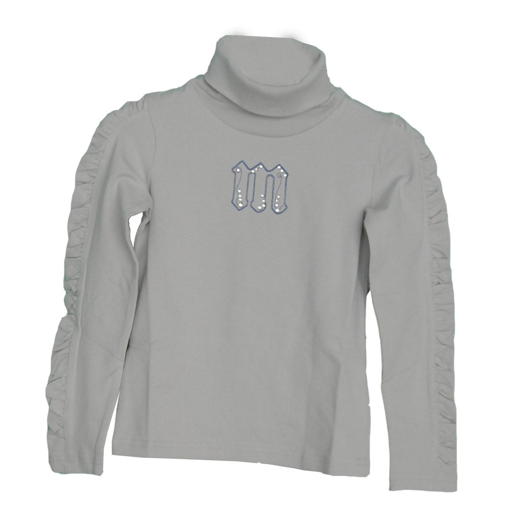Dolcevita de la ligne de vêtements pour fille Mirtillo. Uni avec fronces sur les manches. Broderi...
