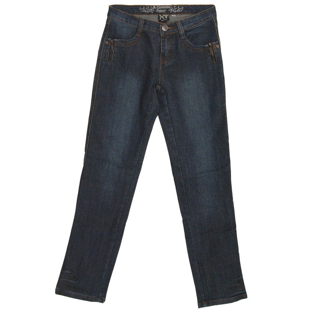Jeans de la ligne vêtements pour fille Mirtillo. Poches à l'avant et à l'arrière.
  Légère décolo...