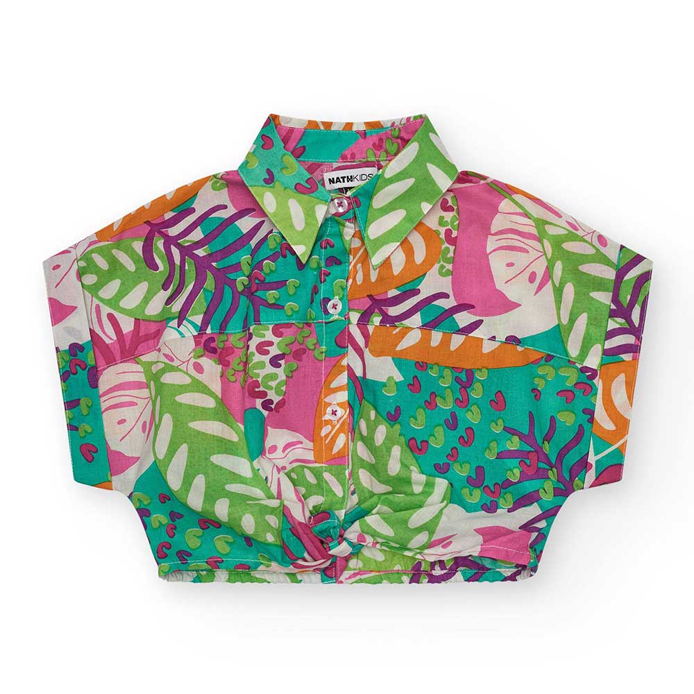 Camisa de la ligne Vêtements Fille Nath Kids, à manches courtes, modèle court avec un petit nœud ...