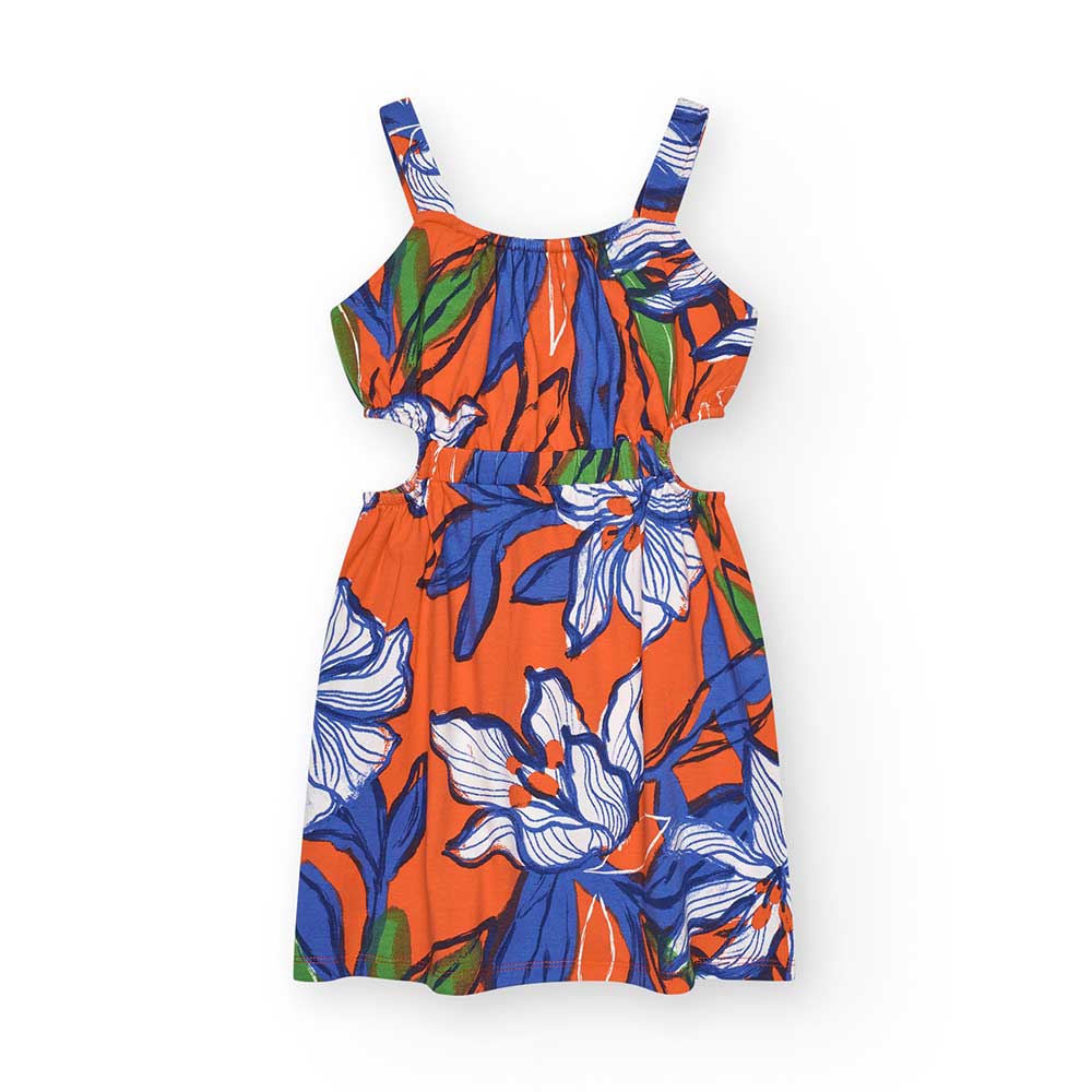Little dress from the Nath Kids Girls' Clothing Line, with narrow straps, side cuts, and a beauti...
