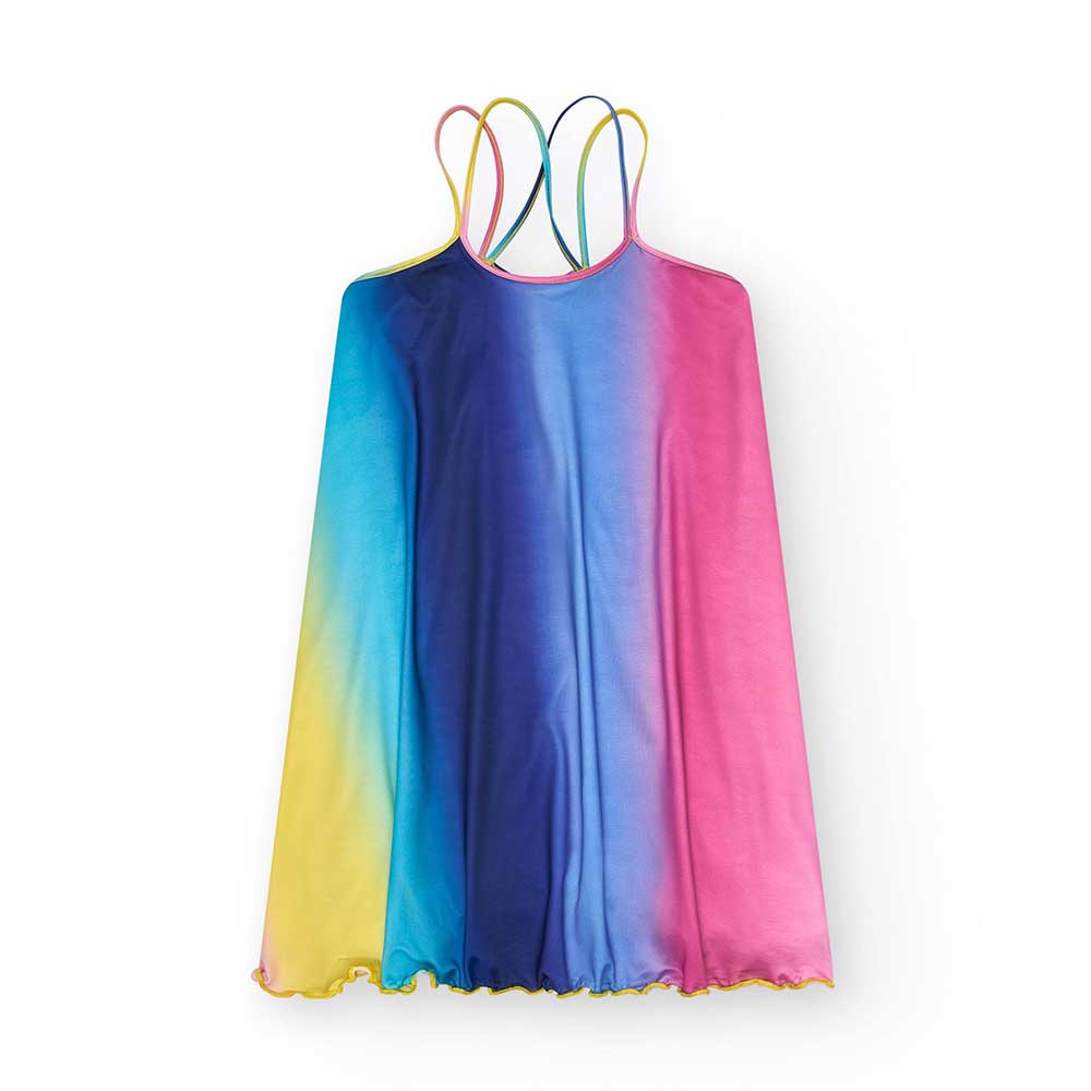 Copricostume della Linea Abbigliamento Bambina Nath Kids, in tessuto tecnico con bretelline e fan...