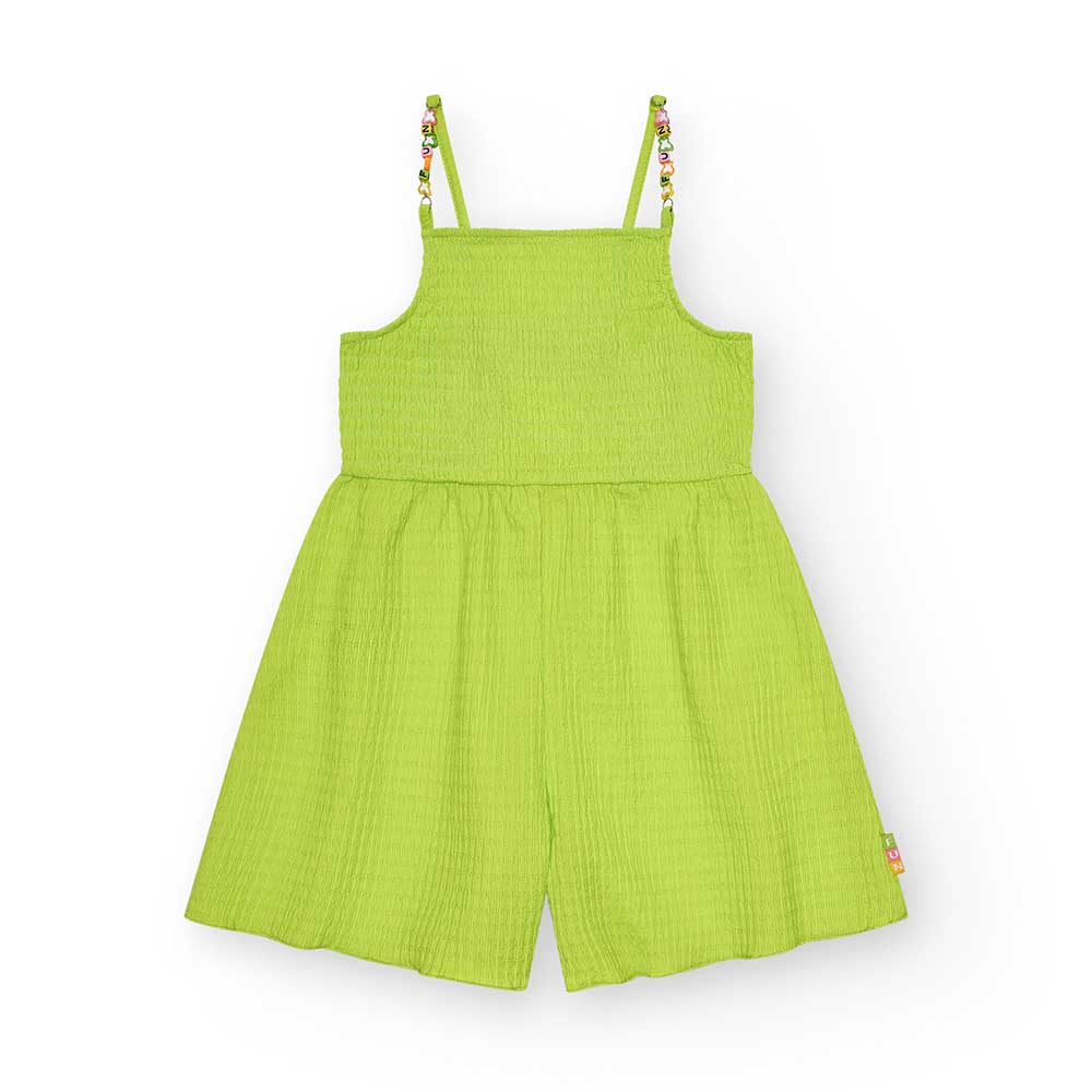 Short jumpsuit from the Nath Kids Girls' Clothing Line, with thin straps, made of stretchy fabric...