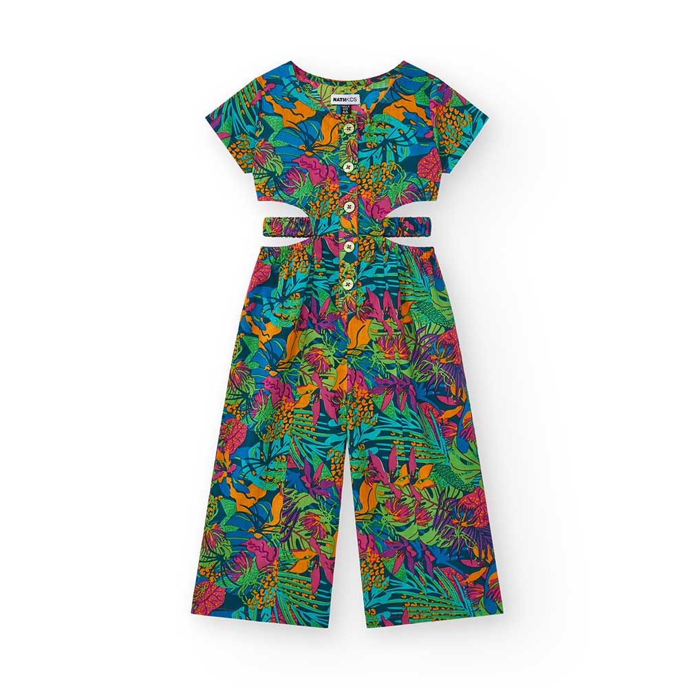 Jumpsuit with long pants from the Nath Kids Girls' Clothing Line, featuring a wide shoulder desig...