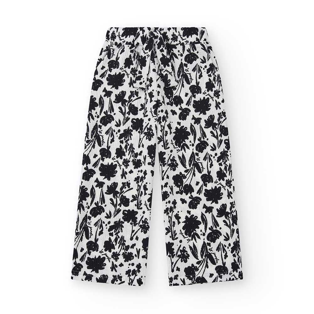 Pantalon large de la Ligne Vêtements Fille Nath Kids, en tissu crêpe avec un motif de microfleurs...