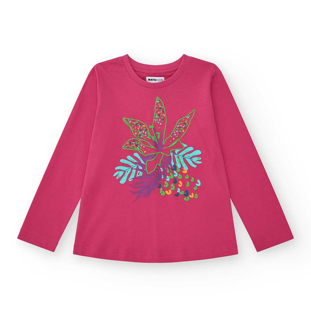 Maglietta à manches longues de la Ligne Vêtements Fille Nath Kids, avec impression multicolore su...