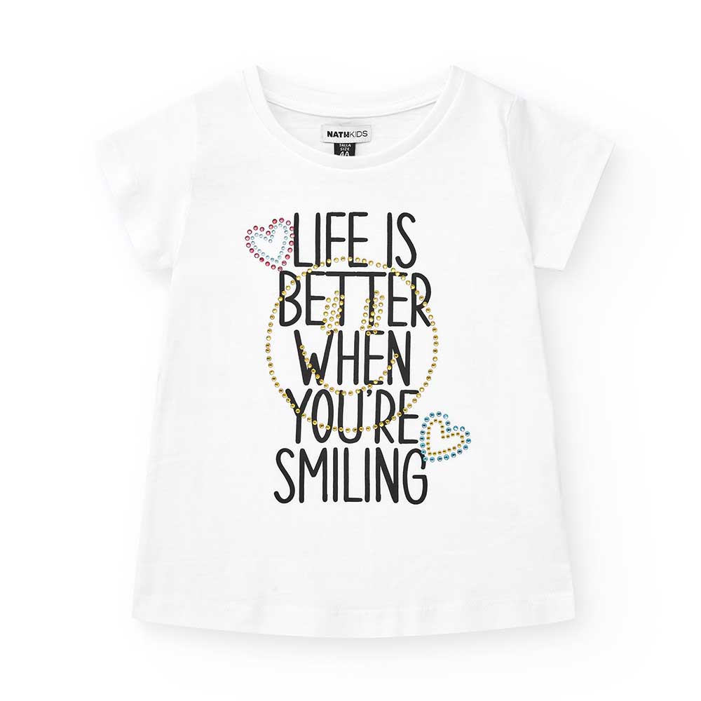 Maglietta a manica corta della Linea Abbigliamento Bambina Nath Kids, con modello regolare e stam...