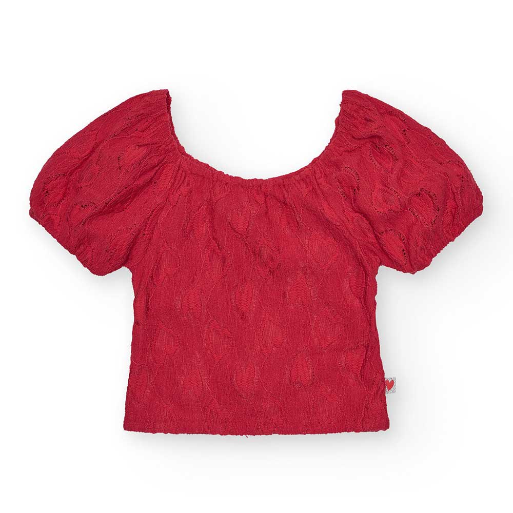 Top de la Ligne Vêtements Fille Nath Kids, avec bretelles bouffantes. Uni en tissu ajouré.Composi...