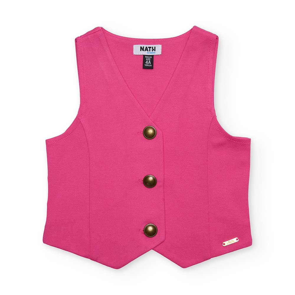 Gilet, della Linea Abbigliamento Bambina Nath Kids, con bottoni dorati sul davanti, in tessuto mo...