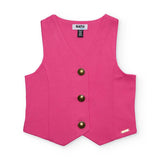 Gilet rosa con bottoni dorati per bambina