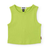 Top corto asimmetrico verde fluo per bambina della marca Nath Kids.