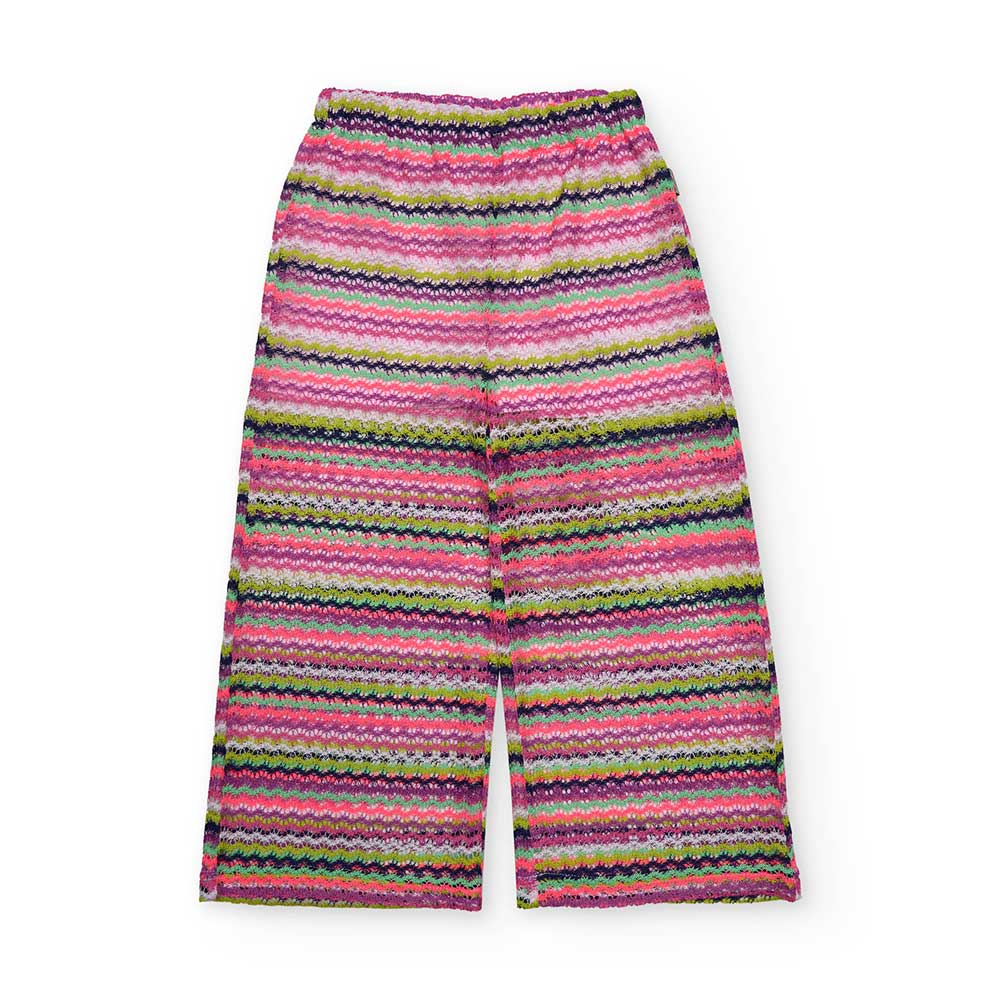 Pantalone della Linea Abbigliamento Bambina Nath Kids, con lavorazione traforata multicolor, coul...