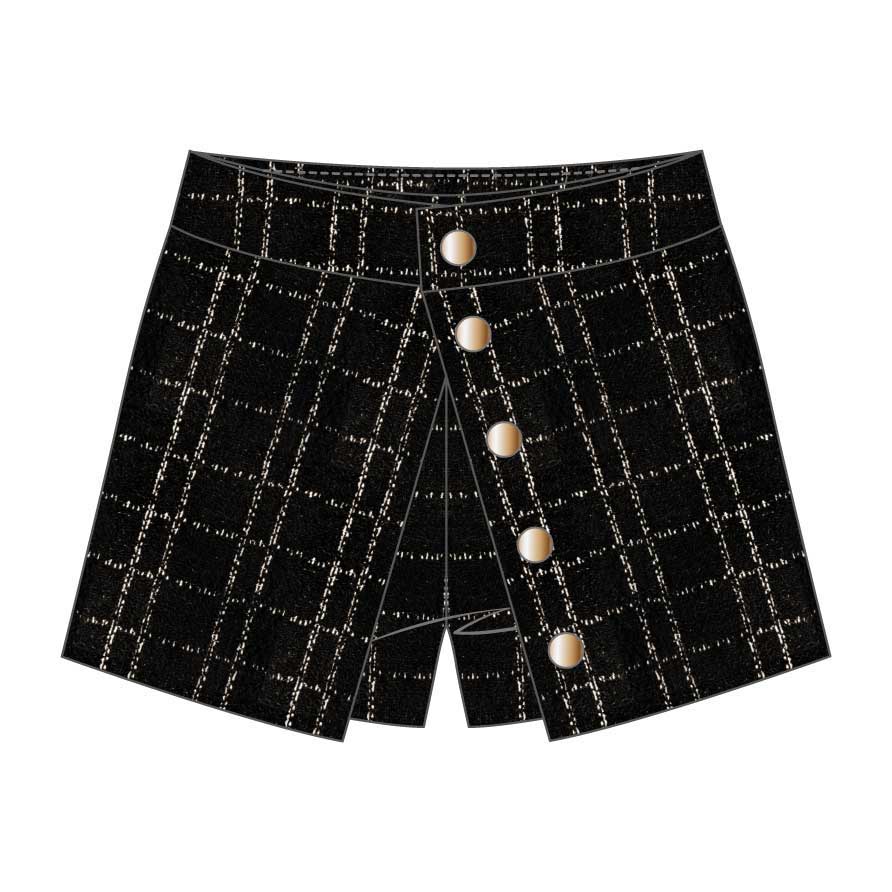 Gonna pantalone della Linea Abbigliamento Bambina Nath Kids, con fantasia chanel e bottoni gioiel...