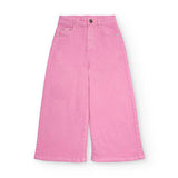 Pantalone largo rosa per bambina con vita regolabile, stile casual.