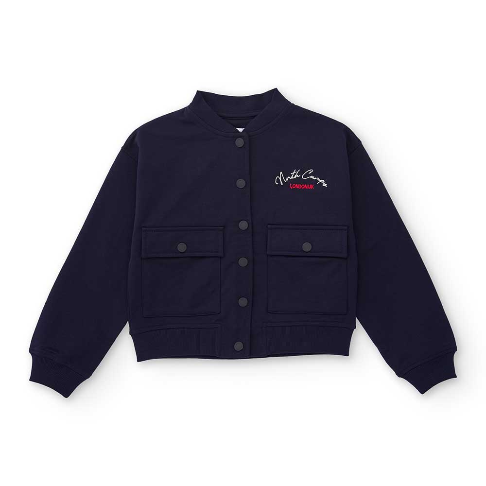 Bomber in felpa leggera della Ligne de vêtements pour filles Nath Kids, modello collegiale, con b...
