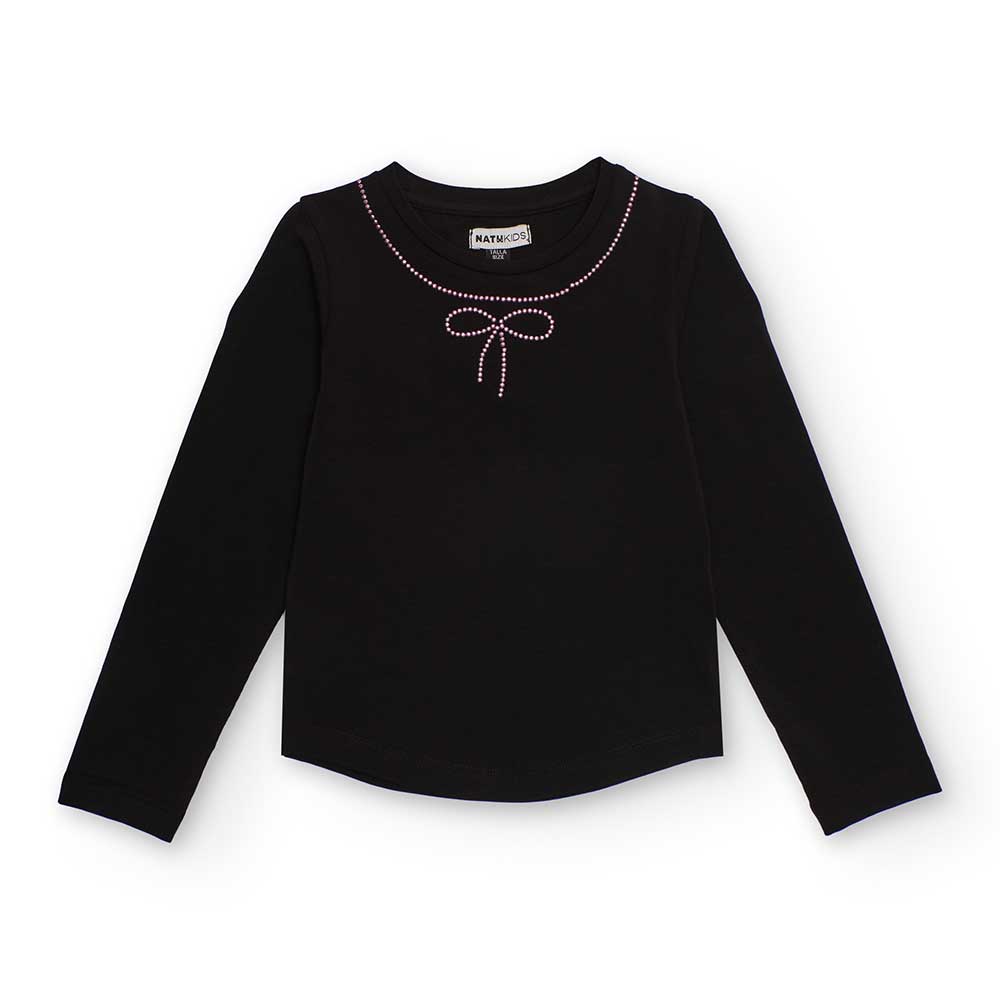 T-shirt de la ligne de vêtements fille Nath Kids, avec de petites applications sur le devant form...