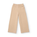 Pantaloni larghi color beige chiaro con motivo intrecciato per bambina