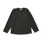 Maglia a manica lunga color nero scuro con effetto lurex brillante e taglio semplice da bambina