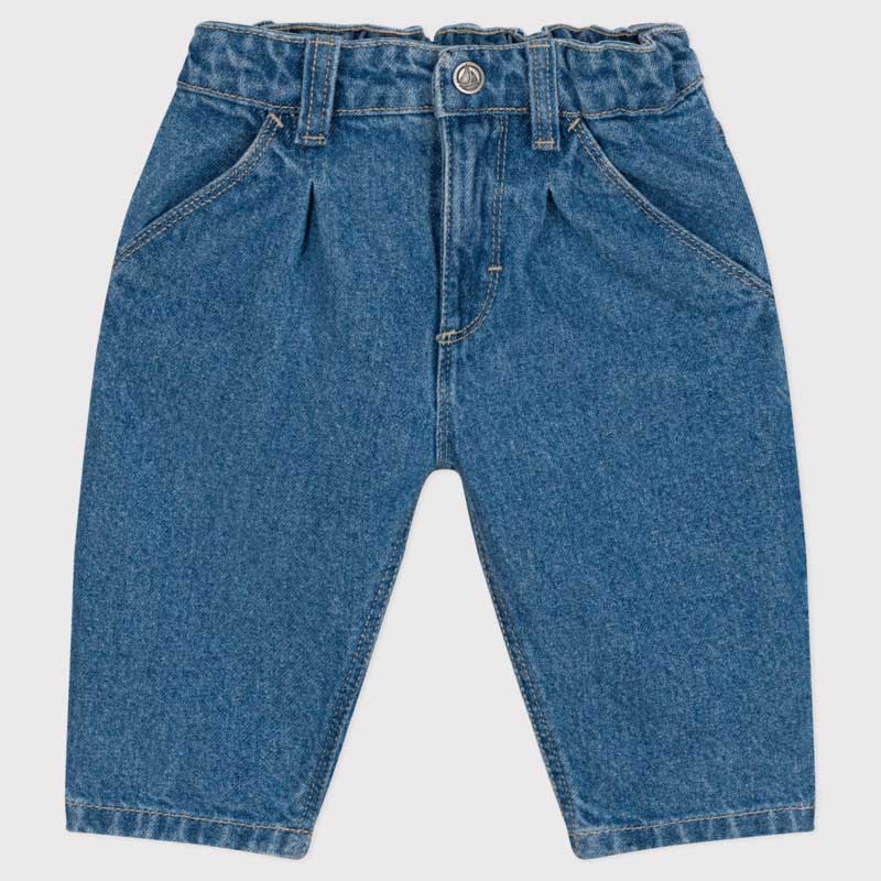 
Jeans trousers from the Petit Bateau children's clothing line, with adjustable waist with button...