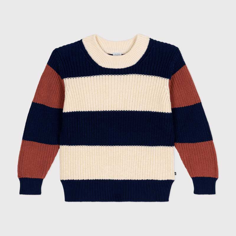
Cotton knit pullover from the Petit Bateau children's clothing line, worked in English rib; a so...