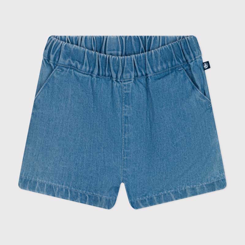 
Lightweight denim shorts from the Petit Bateau children's clothing line with elasticated waist f...