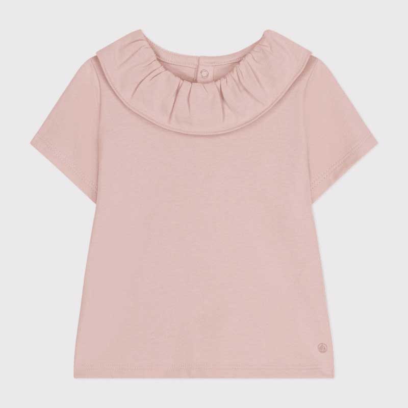 
Short-sleeved jersey blouse from the Petit Bateau girls' clothing line with collar.
Snap opening...