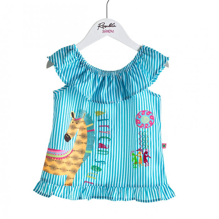 Chemisier de la ligne de vêtements pour fille Rosalita Senoritas, à rayures, sans manches, en ble...