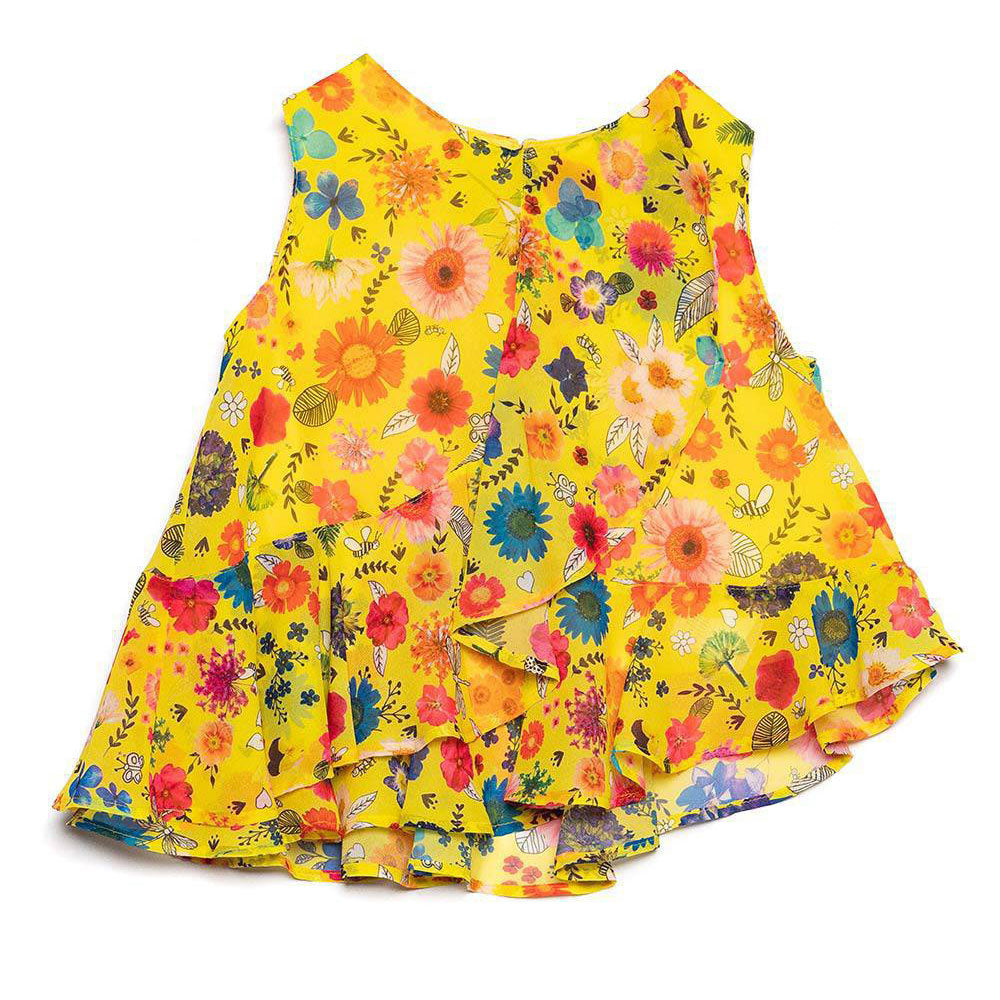 Top de la gamme vêtements fille Rosalita Senoritas, avec volant sur le devant
  et petit bouton a...