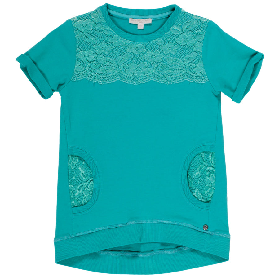 Maxi T-shirt de la ligne vêtements fille Silvian Heach Kids ; manches courtes,
  décorée de dente...