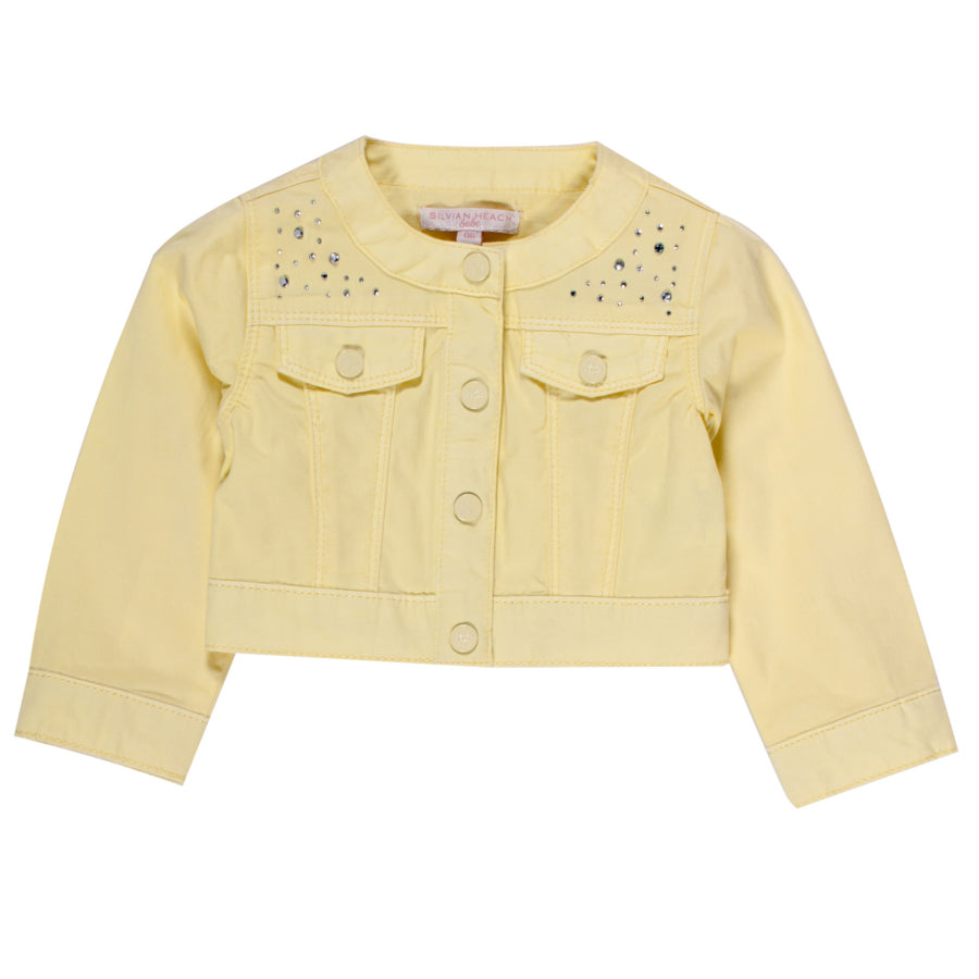 Veste courte de la ligne vêtements fille Silvian Heach Kids ; encolure ronde,
  tissu uni, décoré...