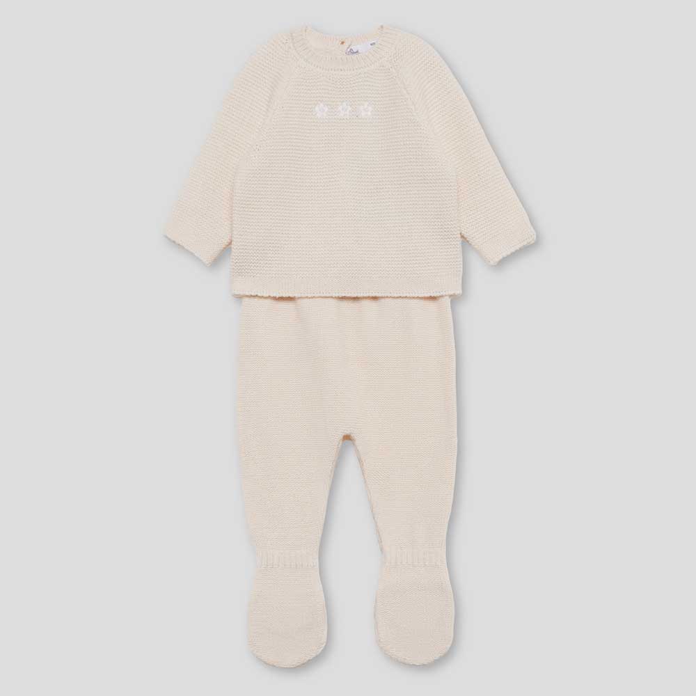Avvolgi la tua piccola in un caldo e morbido completo maglia e pantalone, perfetto per le giornat...