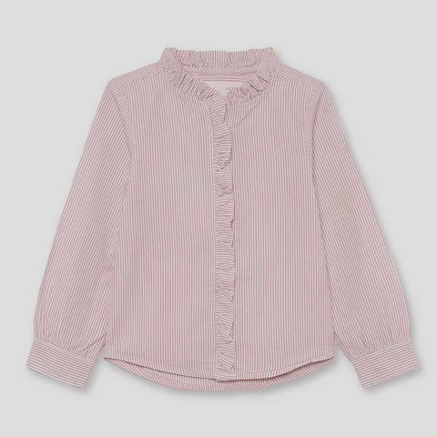 CHEMISE À RAYURES AVEC ROUCHES
