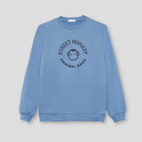 Felpa girocollo celeste con stampa viso scimmia nero Street Monkey bambino