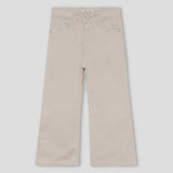 Pantaloni palazzo beige chiaro con tasche davanti e cintura a passanti