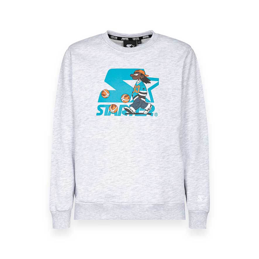 
Felpa girogola della Linea Abbigliamento Bambino Starter. Garzata con stampa colorata sul davant...