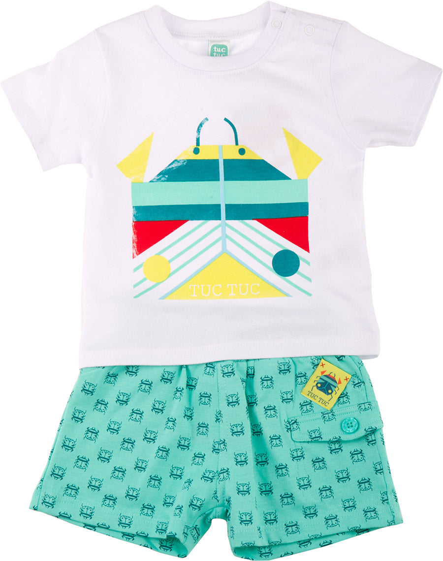 Ensemble deux pièces de la ligne vêtements enfant Tuc Tuc, composé d'un short doux avec élastique...