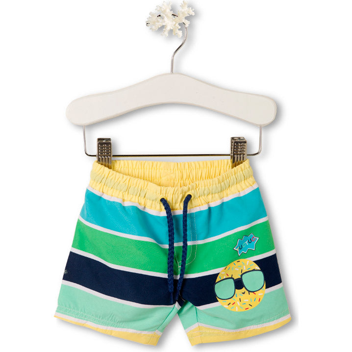 Bermuda de bain de la ligne vêtements enfant Tuc Tuc, avec motif à rayures et cordon à la taille....